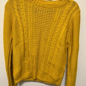 Forever 21 Yellow Cable Knit Sweater